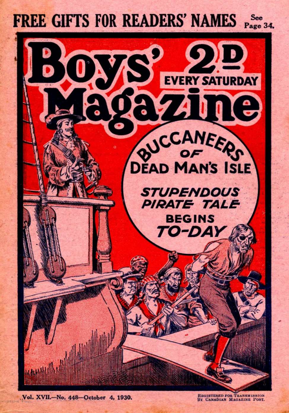 Comic Book Cover For Boys' Magazine 448