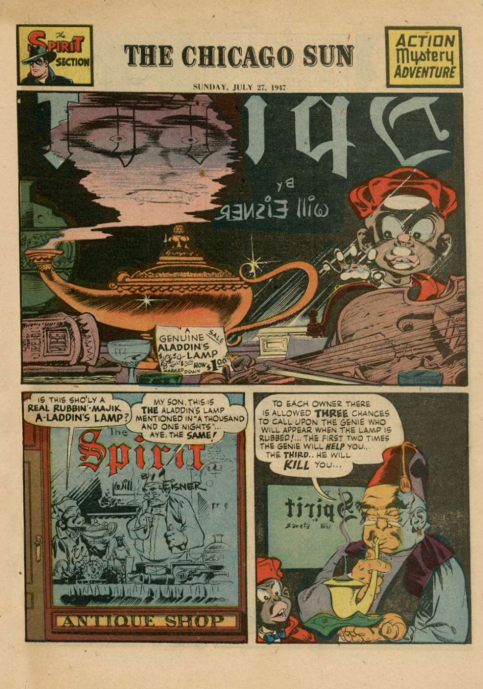 Comic Book Cover For The Spirit (1947-07-27) - Chicago Sun
