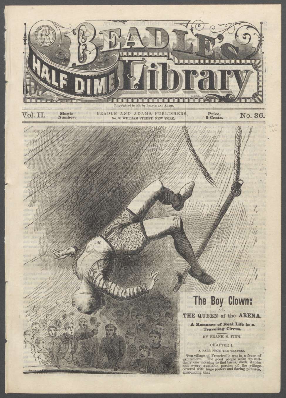 Book Cover For Beadle's Half Dime Library 36 - The Boy Clown