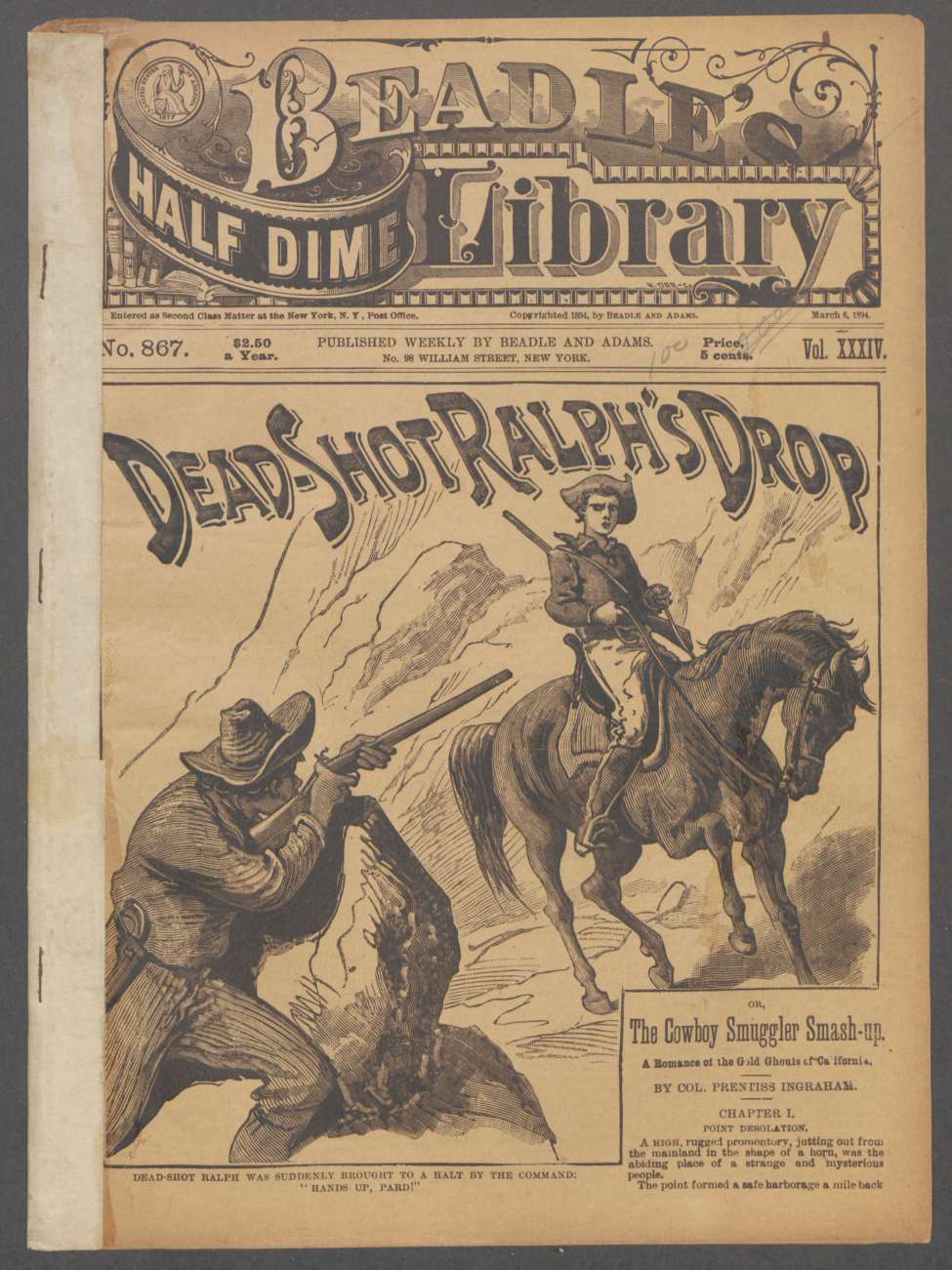 Book Cover For Beadle's Half Dime Library 867 - Dead-Shot Ralph's Drop