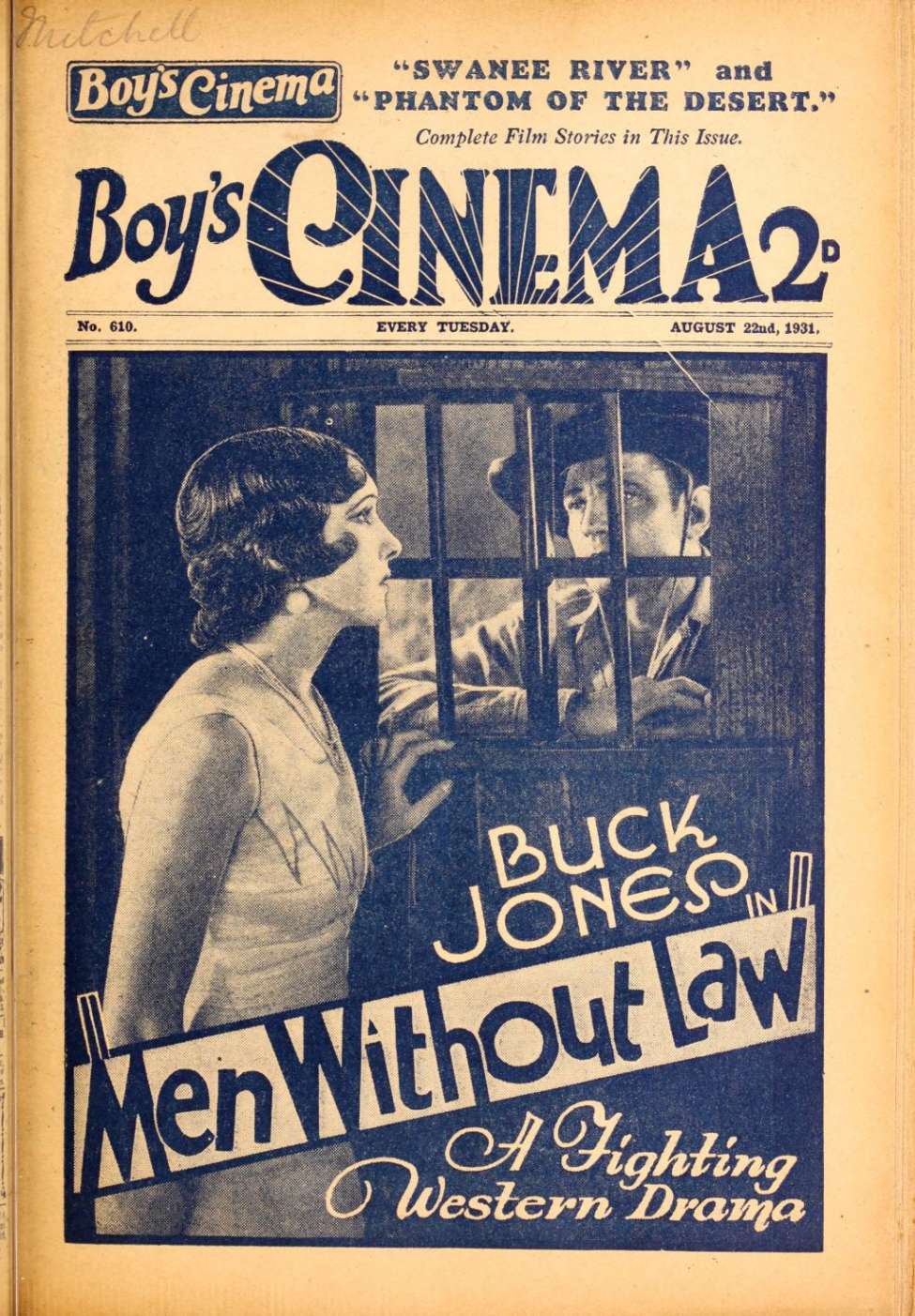 Book Cover For Boy's Cinema 610 - Men Without Law - Buck Jones