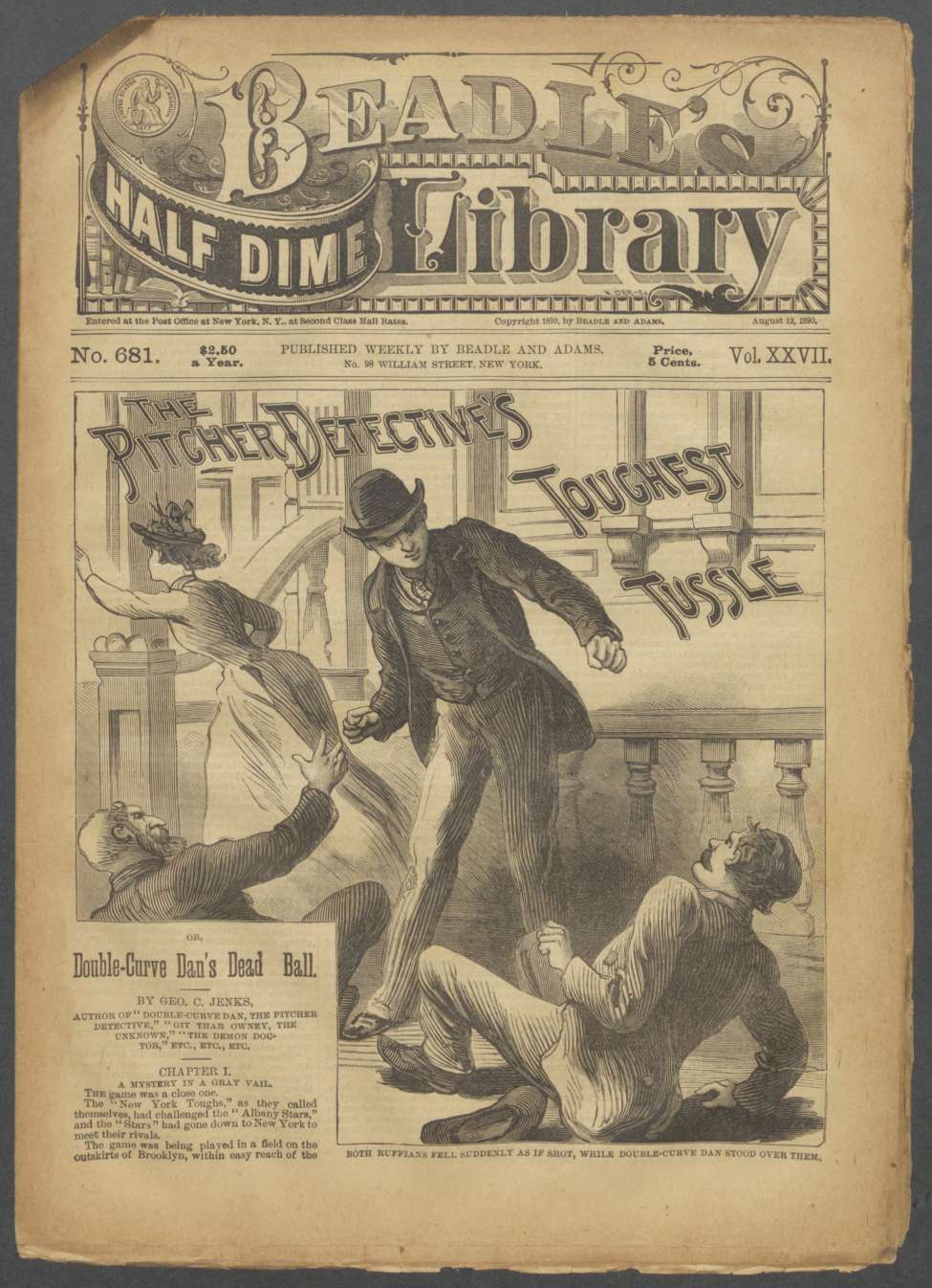 Book Cover For Beadle's Half Dime Library 681 - The Pitcher Detective's Toughest Tussle