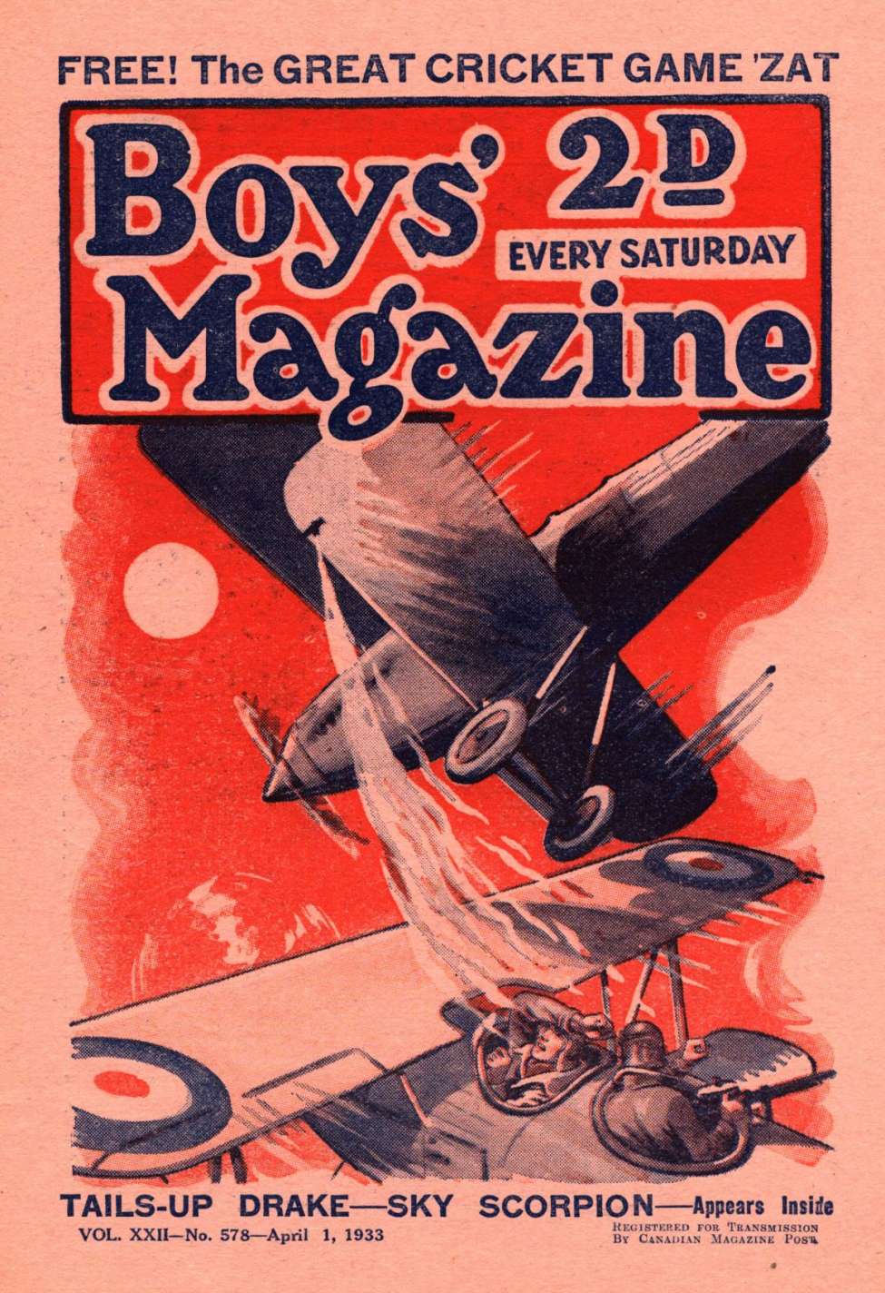 Comic Book Cover For Boys' Magazine 578