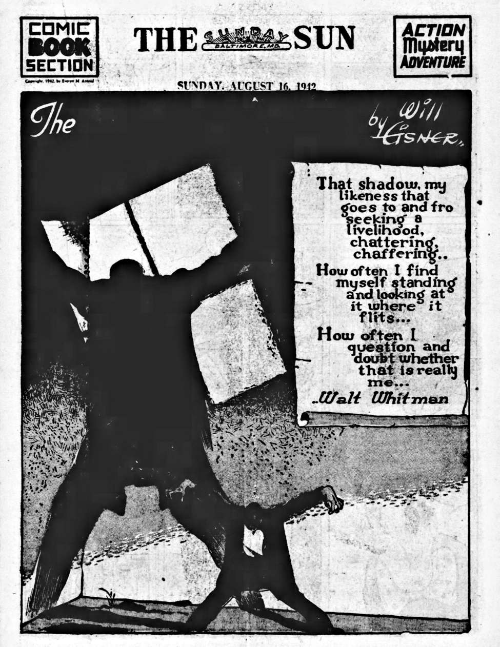 Book Cover For The Spirit (1942-08-16) - Baltimore Sun (b/w)