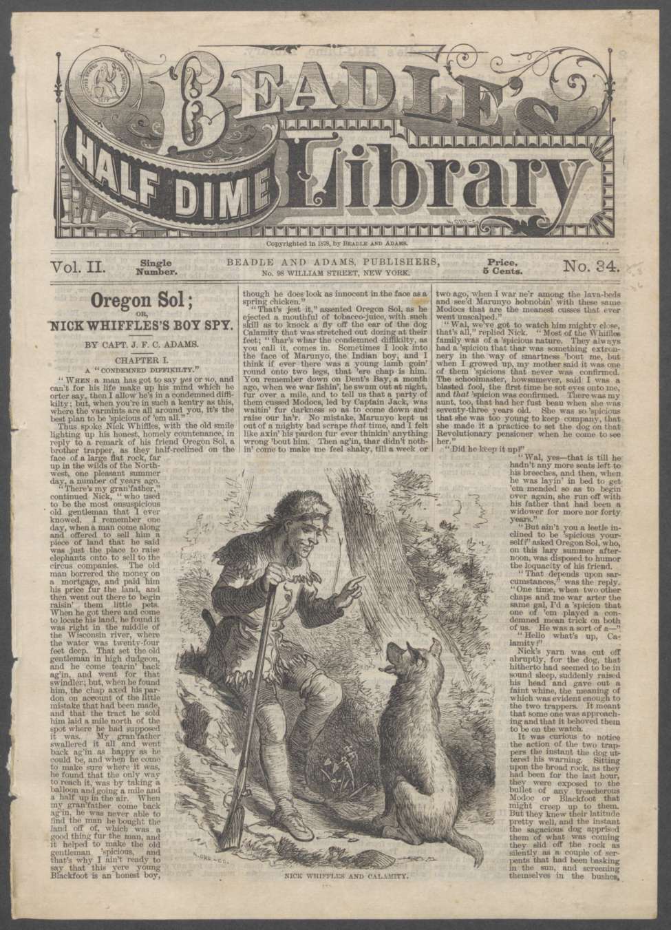 Book Cover For Beadle's Half Dime Library 34 - Oregon Sol