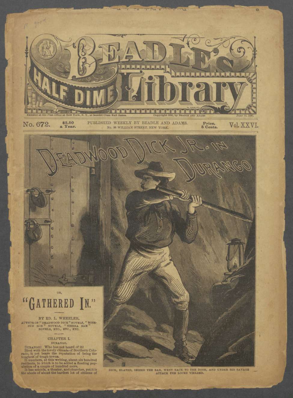 Book Cover For Beadle's Half Dime Library 672 - Deadwood Dick Jr. in Durango