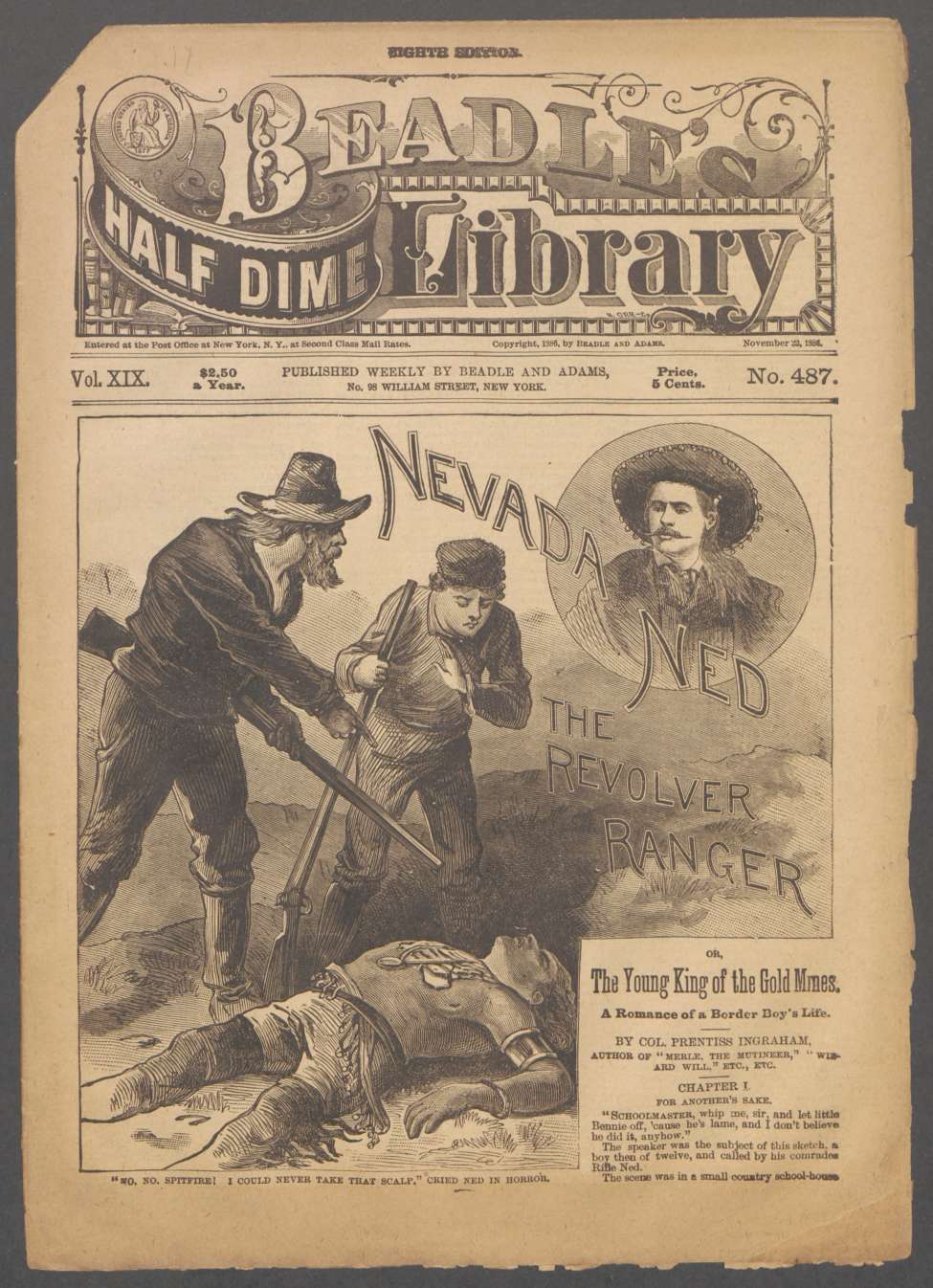 Book Cover For Beadle's Half Dime Library 487 - Nevada Ned, the Revolver Ranger