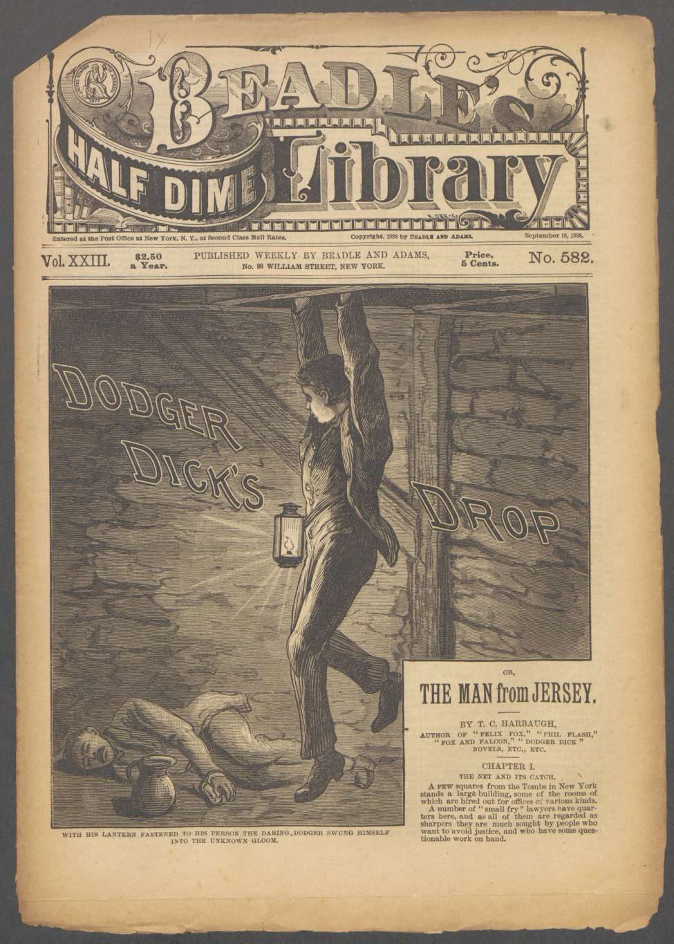 Book Cover For Beadle's Half Dime Library 582 - Dodger Dick's Drop
