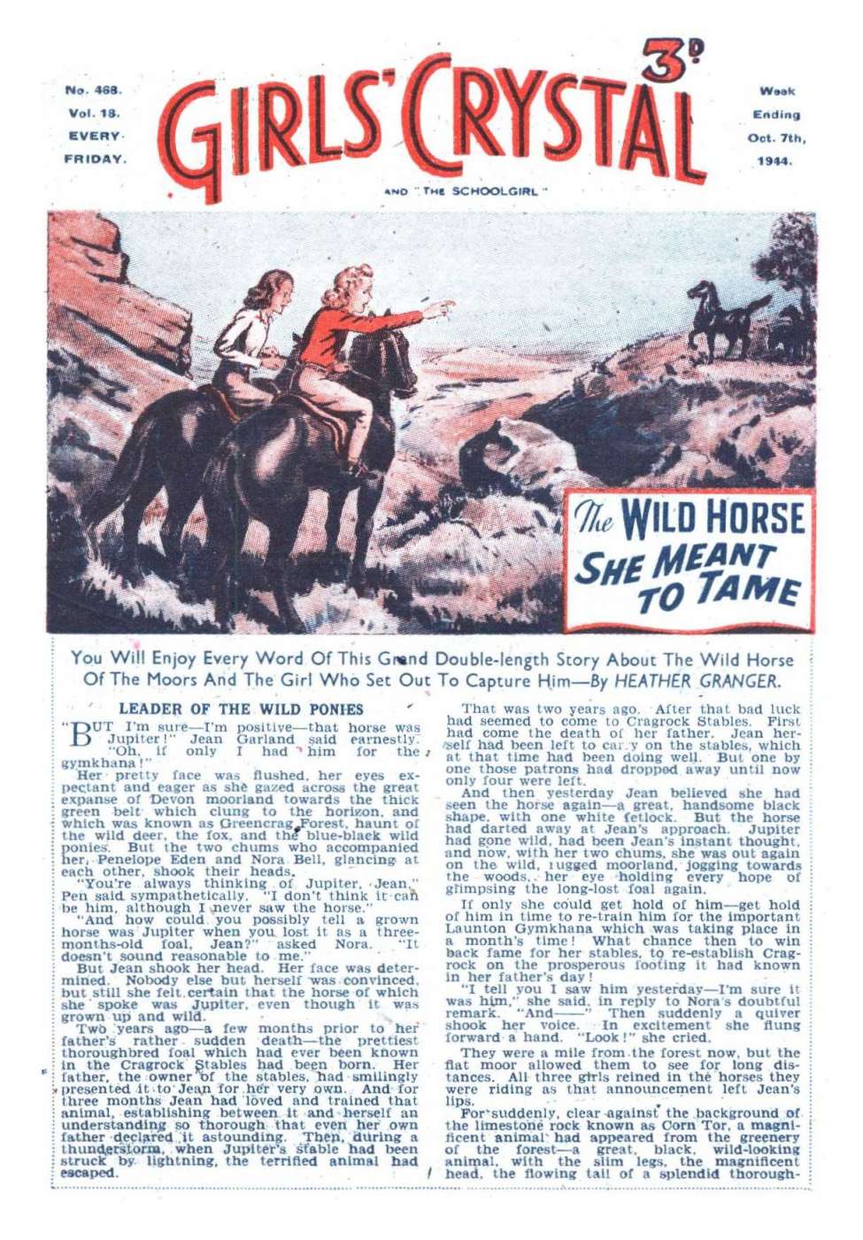Comic Book Cover For Girls' Crystal 468 - The Wild Horse She Meant To Tame
