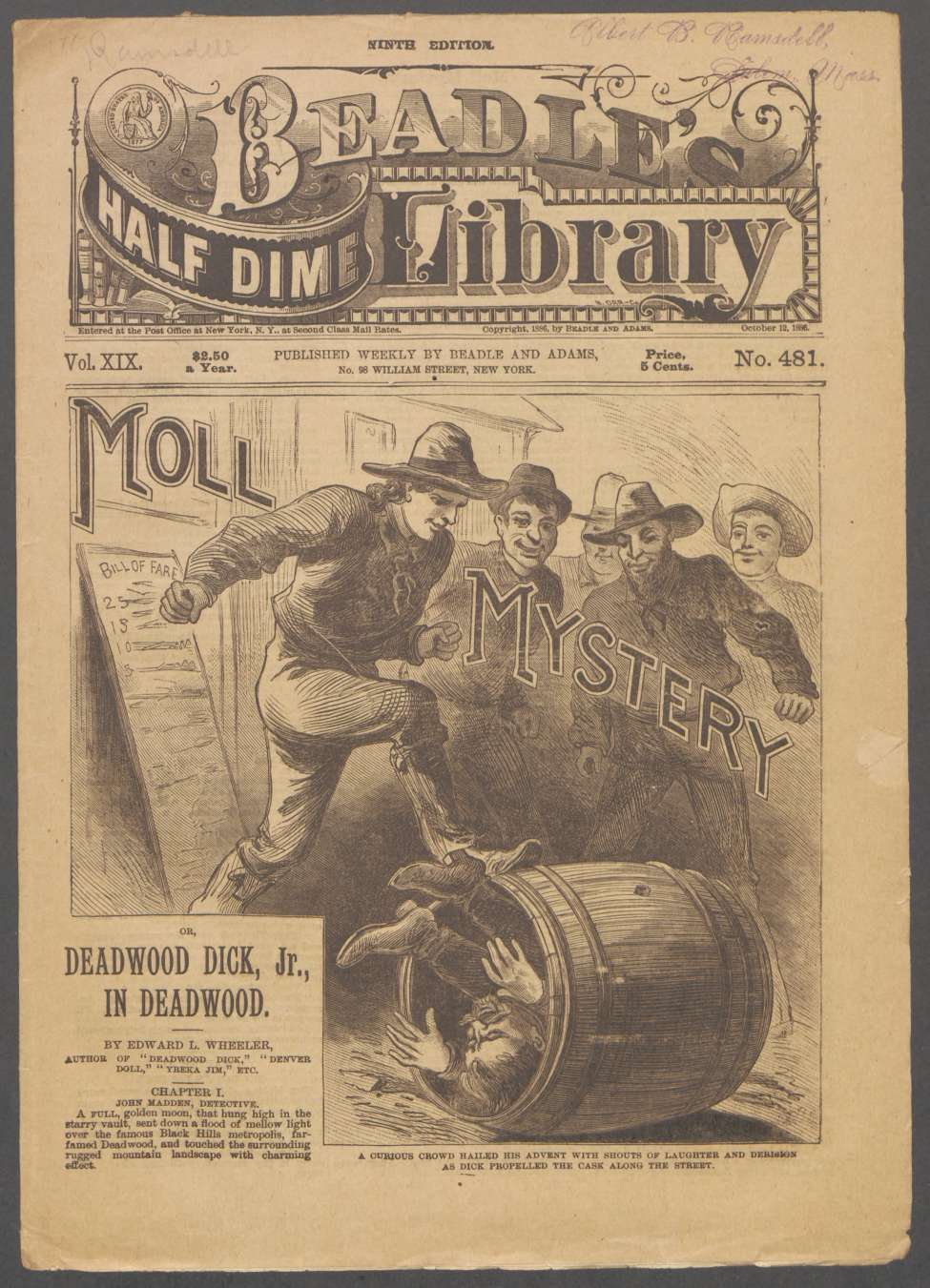 Book Cover For Beadle's Half Dime Library 481 - Moll Mystery