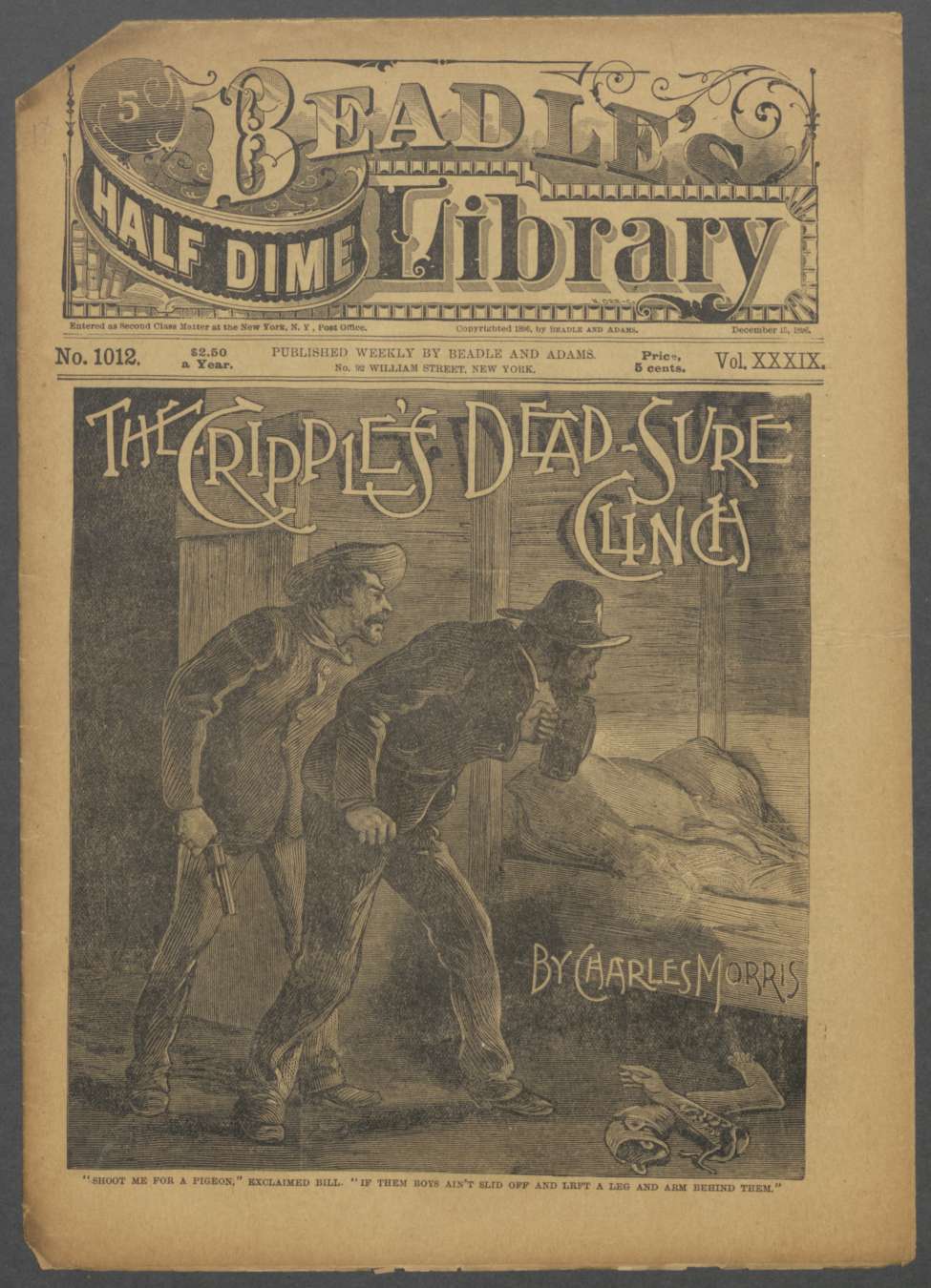 Book Cover For Beadle's Half Dime Library 1012 - The Cripple's Dead-Sure Clinch
