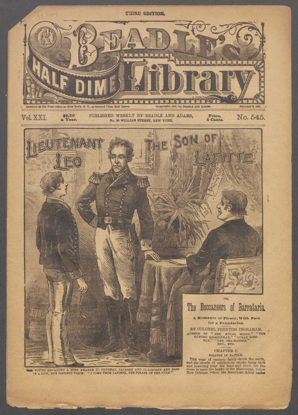 Book Cover For Beadle's Half Dime Library 545 - Lieutenant Leo, the Son of Lafitte