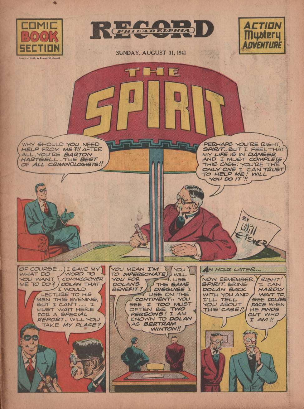 Comic Book Cover For The Spirit (1941-08-31) - Philadelphia Record