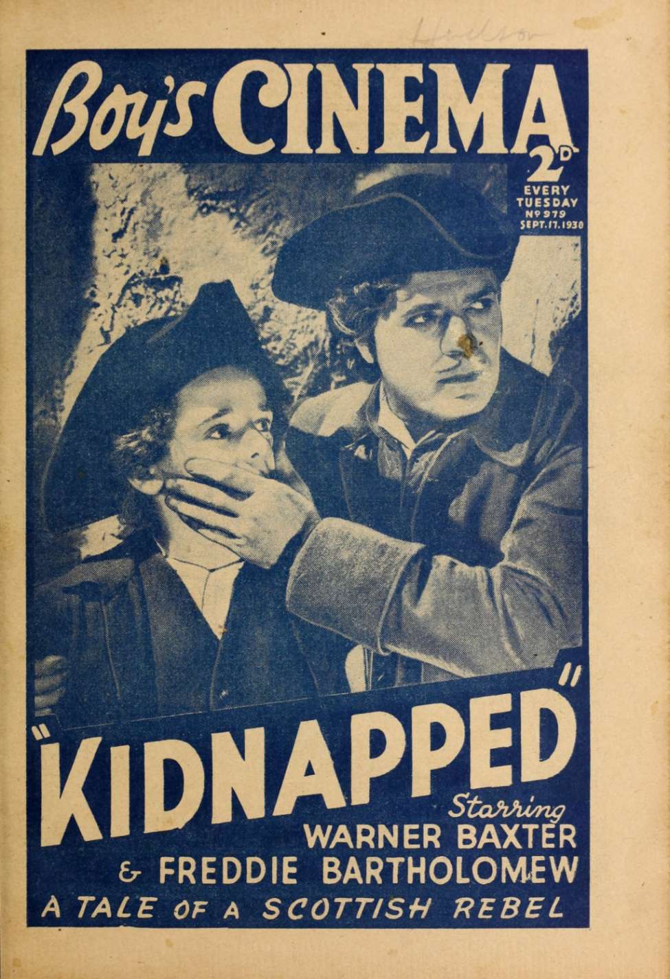 Comic Book Cover For Boy's Cinema 979 - Kidnapped - Warner Baxter