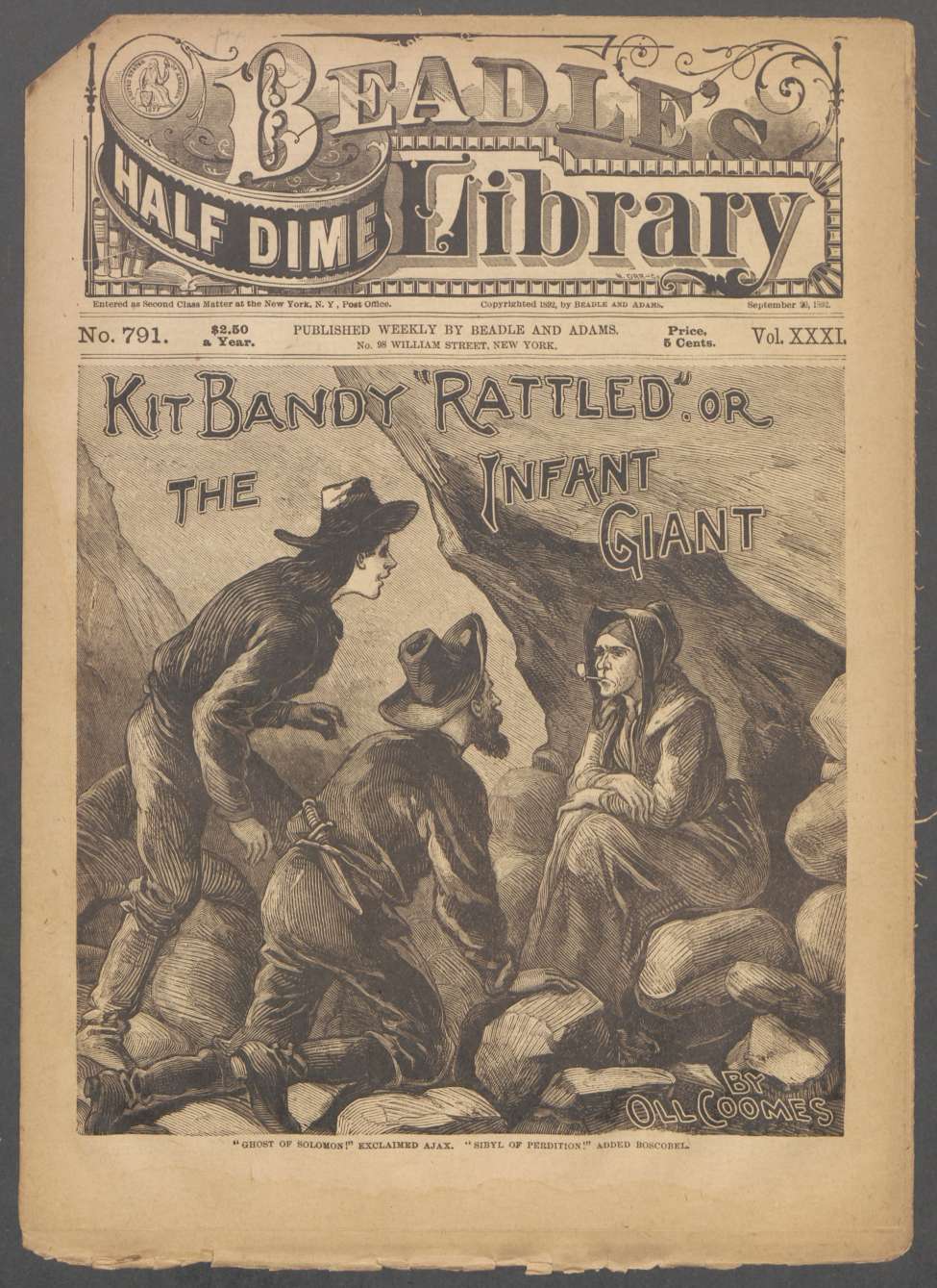 Book Cover For Beadle's Half Dime Library 791 - Kit Bandy "Rattled"