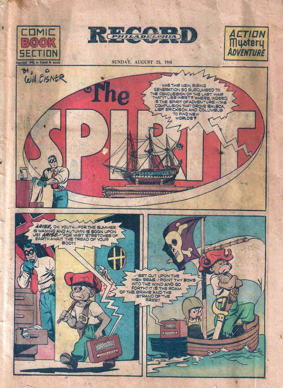 Comic Book Cover For The Spirit (1946-08-25) - Philadelphia Record