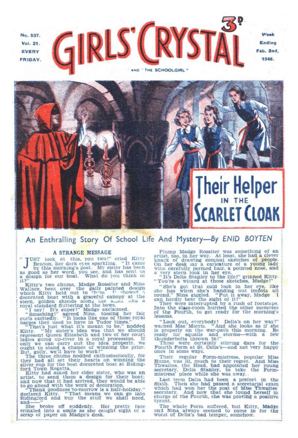 Comic Book Cover For Girls' Crystal 537 - Their Helper In The Scarlet Cloak