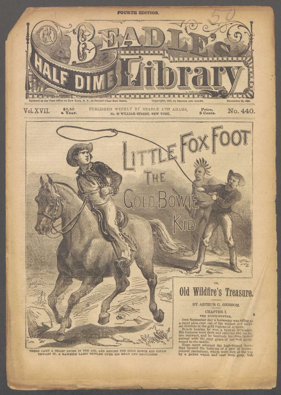 Book Cover For Beadle's Half Dime Library 440 - Little Fox Foot, the Gold Bowie Kid