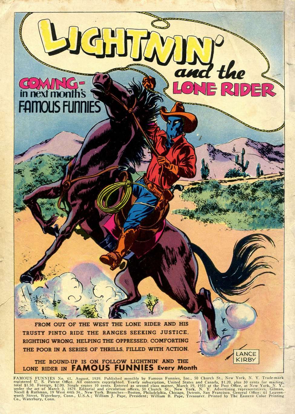 Comic Book Cover For Lightin' and the Lone Rider