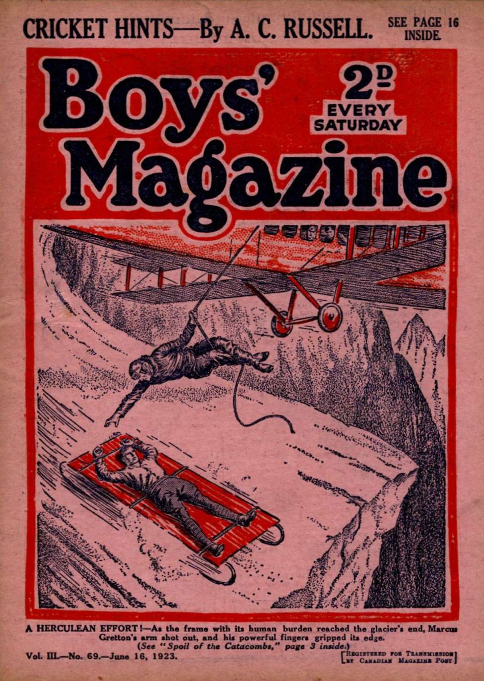 Comic Book Cover For Boys' Magazine 69