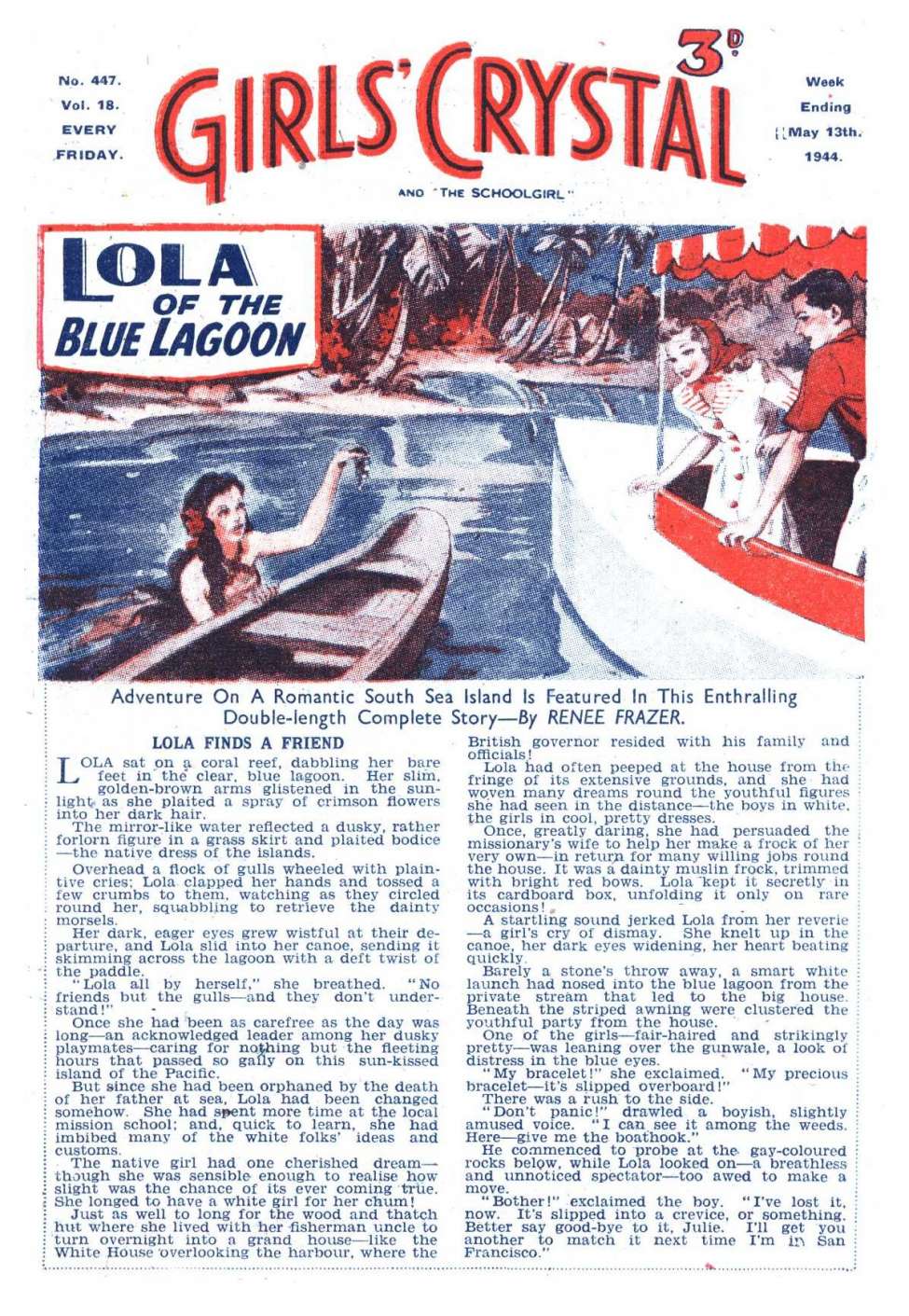 Comic Book Cover For Girls' Crystal 447 - Lola of the Blue Lagoon
