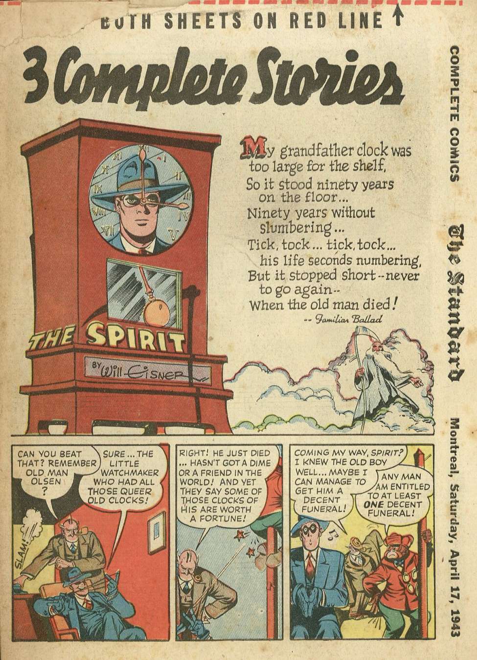 Comic Book Cover For The Spirit (1943-04-17) - Montreal Standard