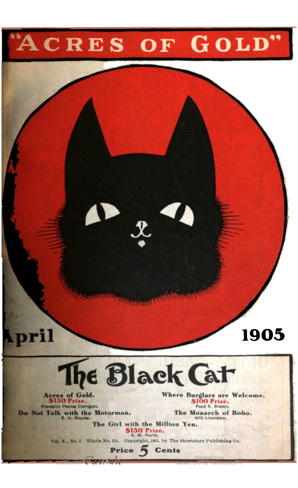 Book Cover For The Black Cat v10 7 - Acres of Gold - Franklin Pierce Carrigan
