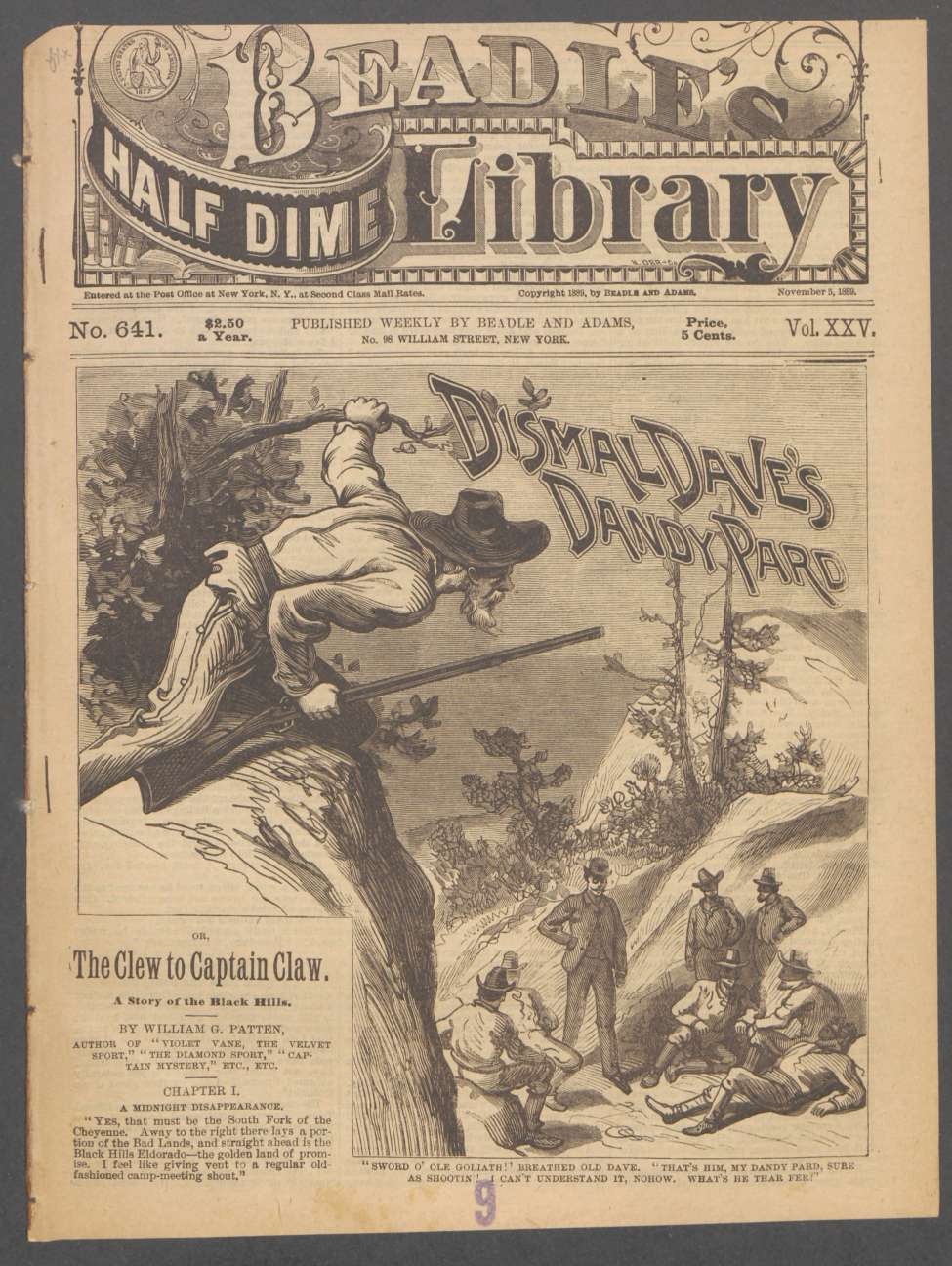 Book Cover For Beadle's Half Dime Library 641 - Dismal Dave's Dandy Pard