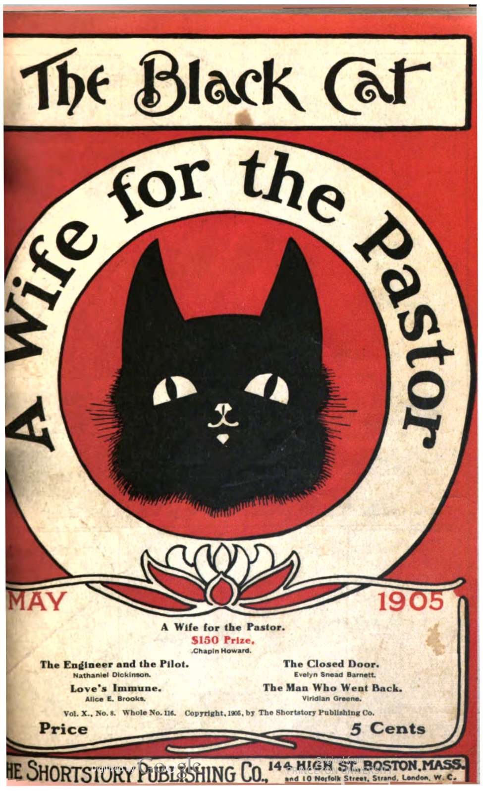Book Cover For The Black Cat v10 8 - A Wife for the Pastor - Chapin Howard