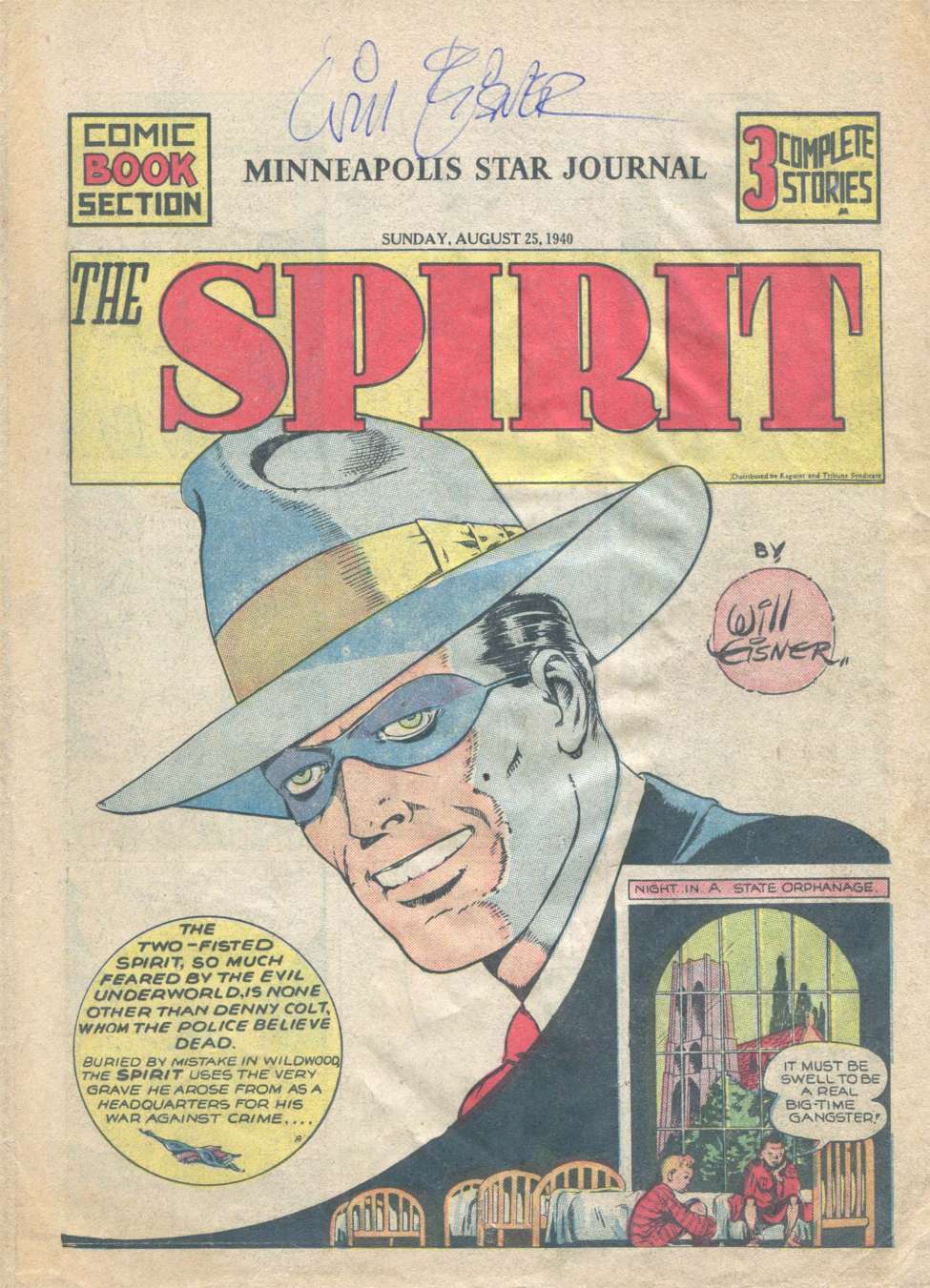 Comic Book Cover For The Spirit (1940-08-25) - Minneapolis Star Journal