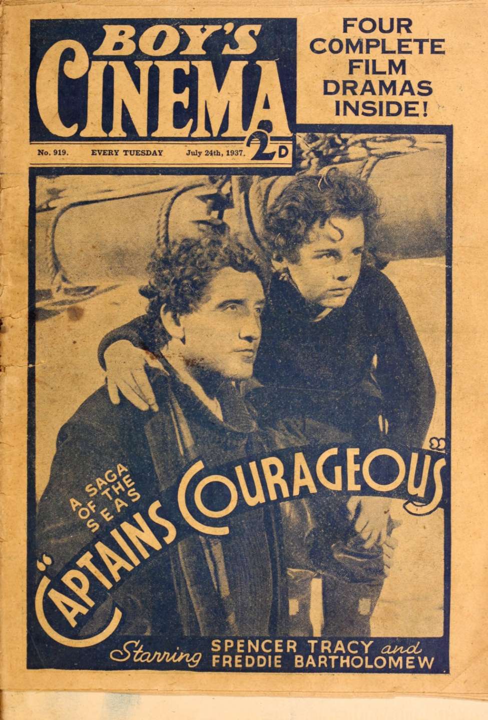 Book Cover For Boy's Cinema 919 - Captains Courageous - Spencer Tracy