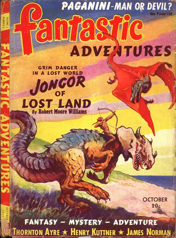 Book Cover For Fantastic Adventures v2 8 - Jongor of Lost Land - Robert Moore Williams