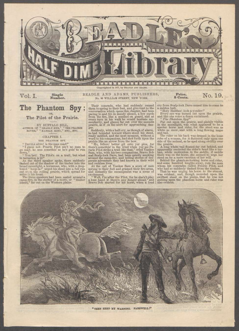 Book Cover For Beadle's Half Dime Library 19 - The Phantom Spy