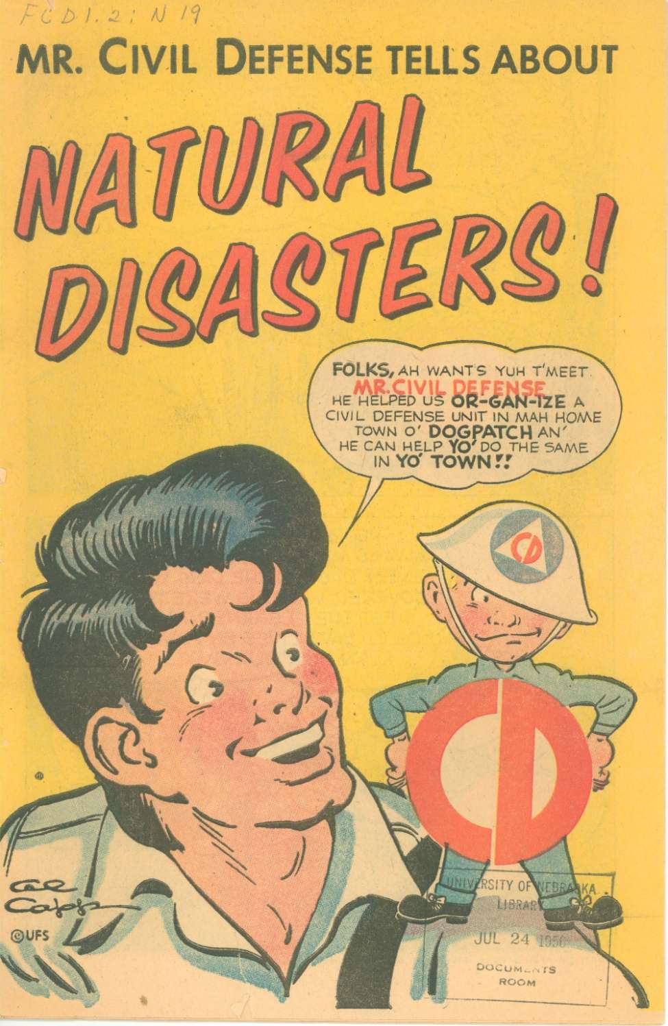 Comic Book Cover For Mr. Civil Defense Tells About Natural Disasters!
