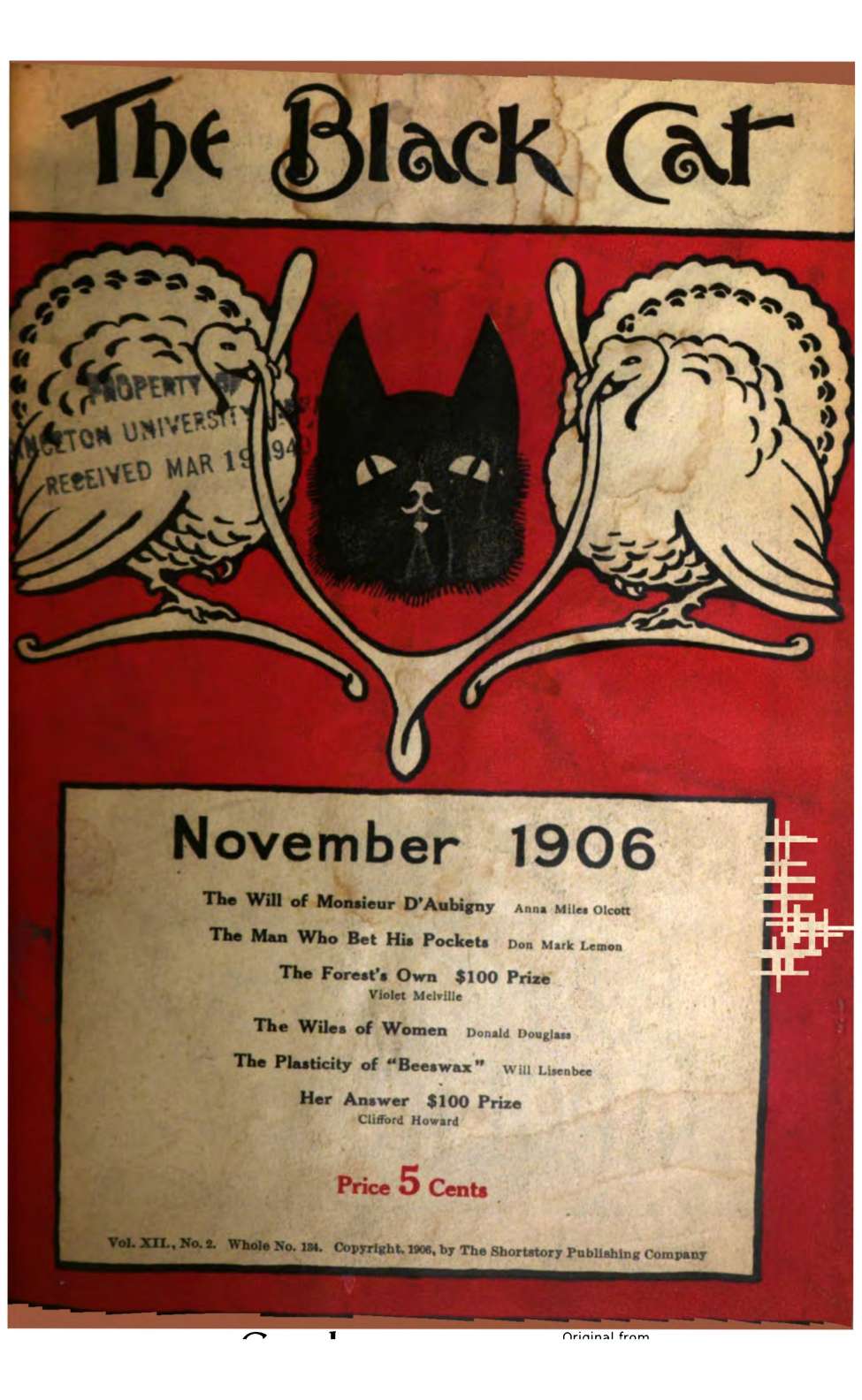 Book Cover For The Black Cat v12 2 - The Will of Monsieur D’Aubigny - Anna Miles Olcott