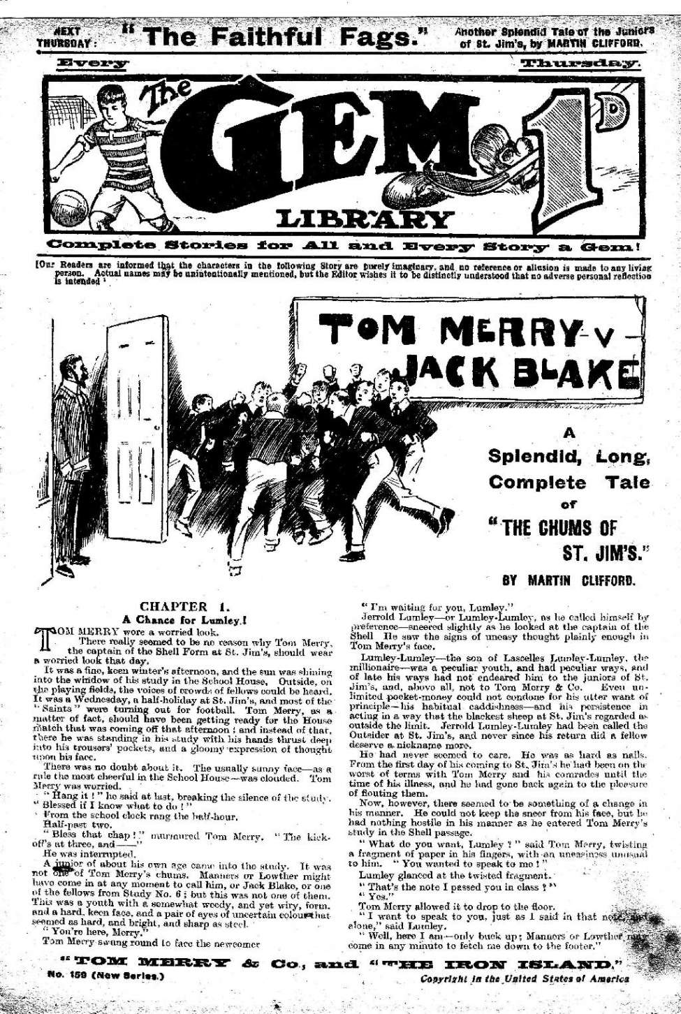 Book Cover For The Gem v2 159 - Tom Merry v Jack Blake