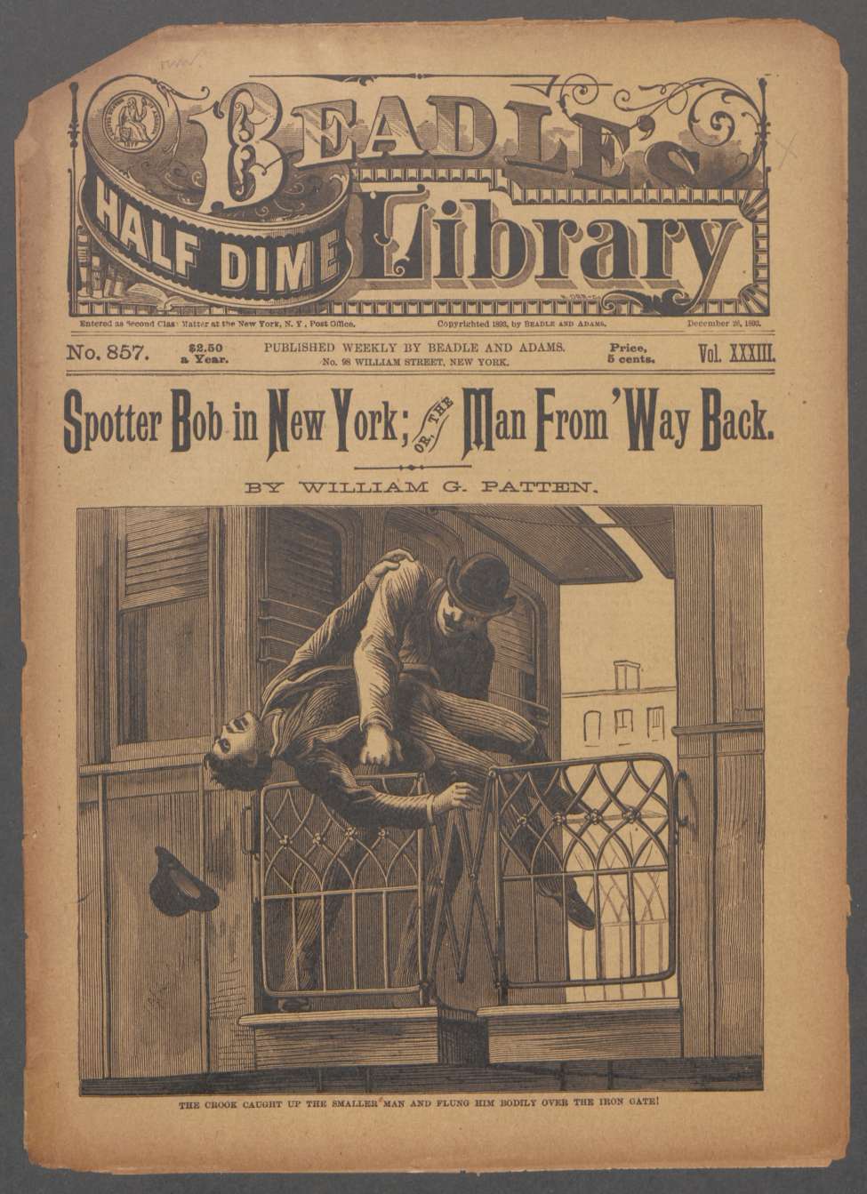 Book Cover For Beadle's Half Dime Library 857 - Spotter Bob in New York