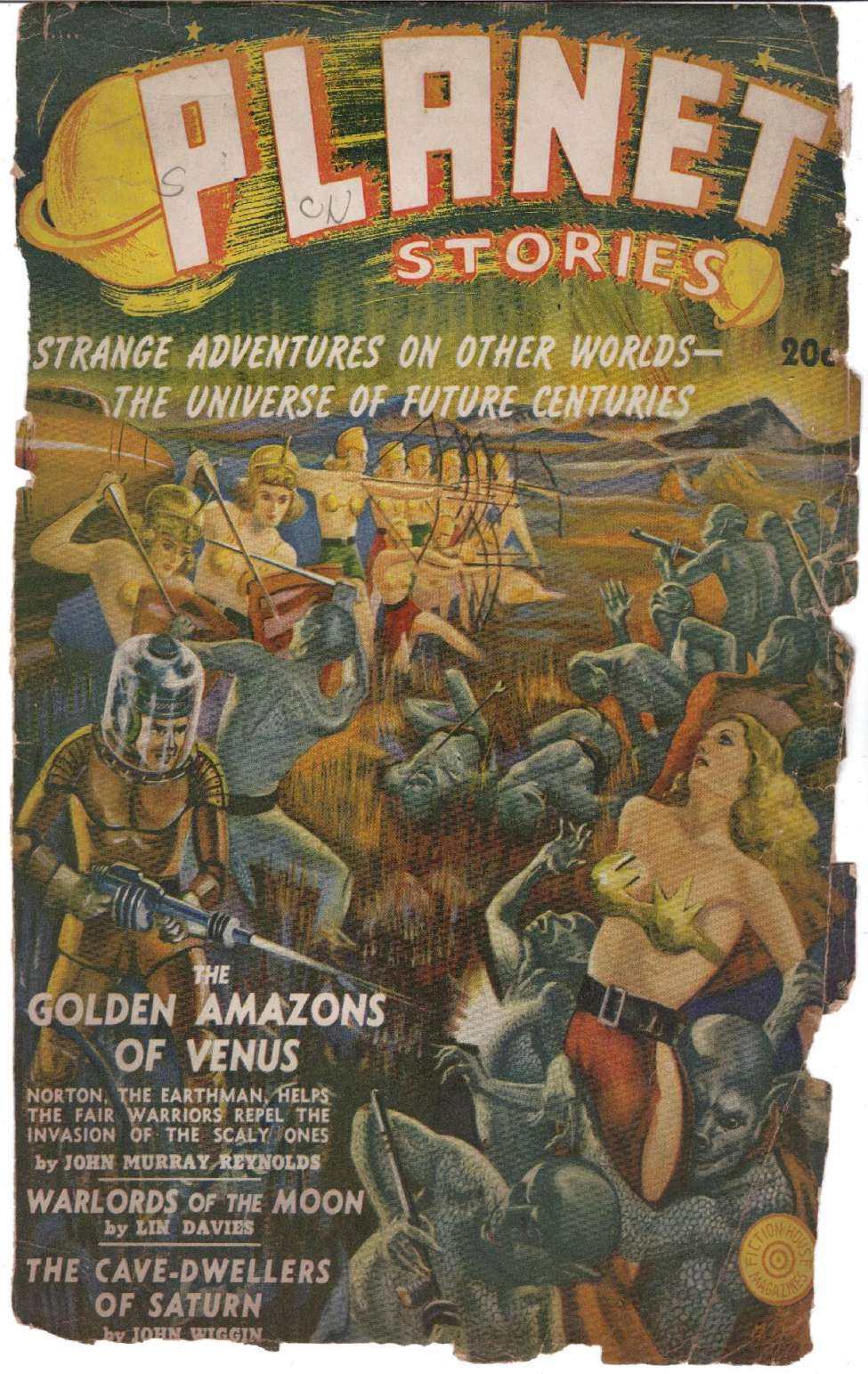 Book Cover For Planet Stories v1 1 - The Golden Amazons of Venus - John Murray Reynolds