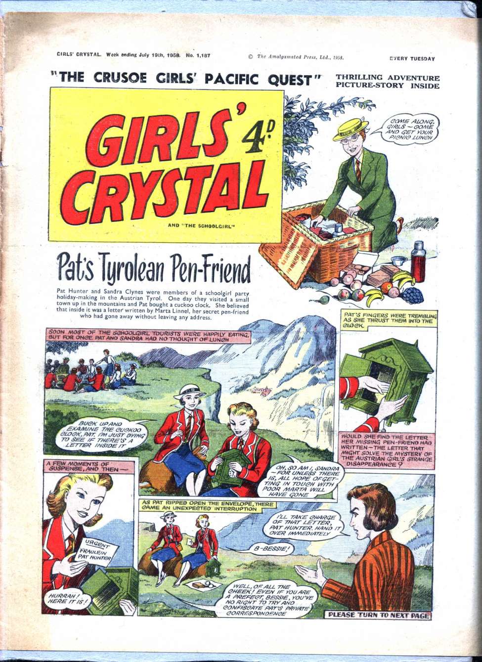 Comic Book Cover For Girls' Crystal 1187 - Pat's Tyrolean Pen-Friend