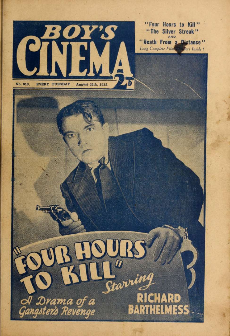 Comic Book Cover For Boy's Cinema 819 - Four Hours to Kill - Richard Barthelmess