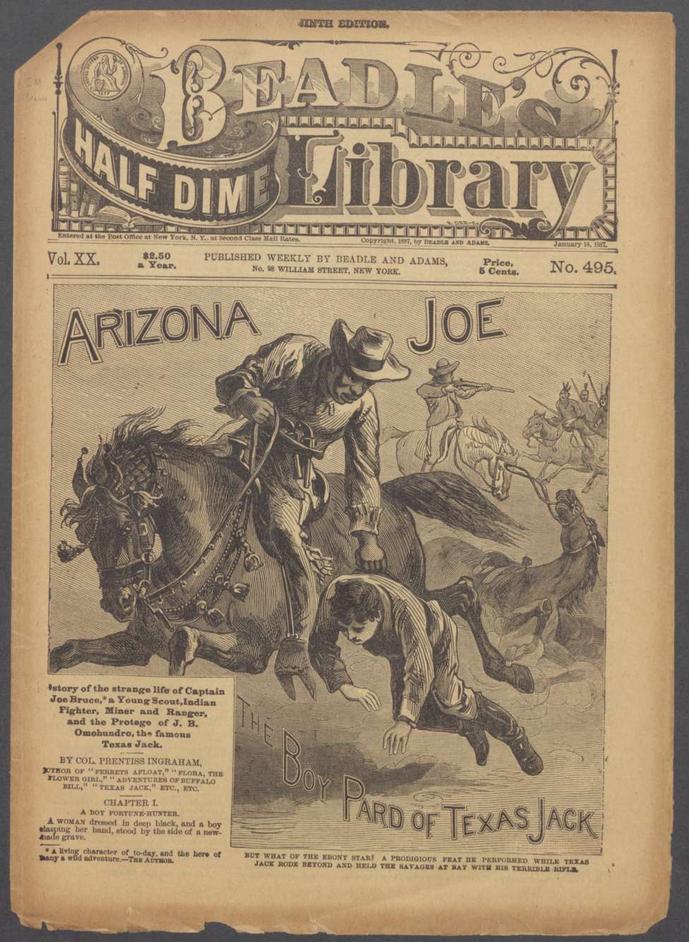 Book Cover For Beadle's Half Dime Library 495 - Arizona Joe , the Boy Pard Of Texas Jack