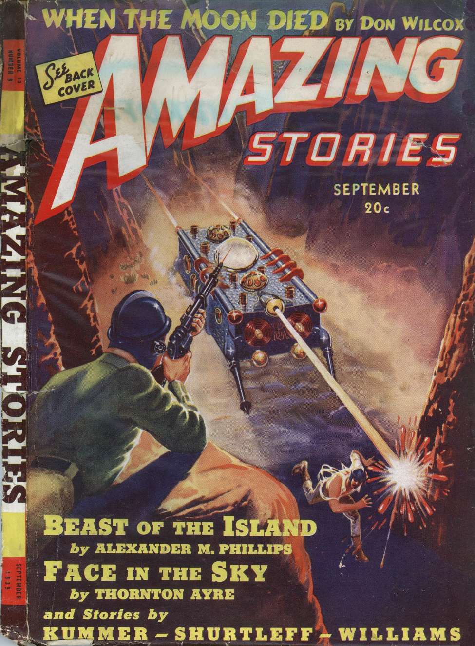Comic Book Cover For Amazing Stories v13 9 - Beast of the Island - A. M. Phillips
