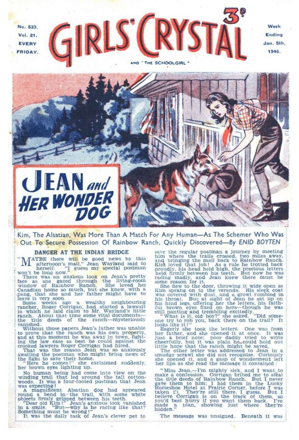 Comic Book Cover For Girls' Crystal 533 - Jean And Her Wonder Dog