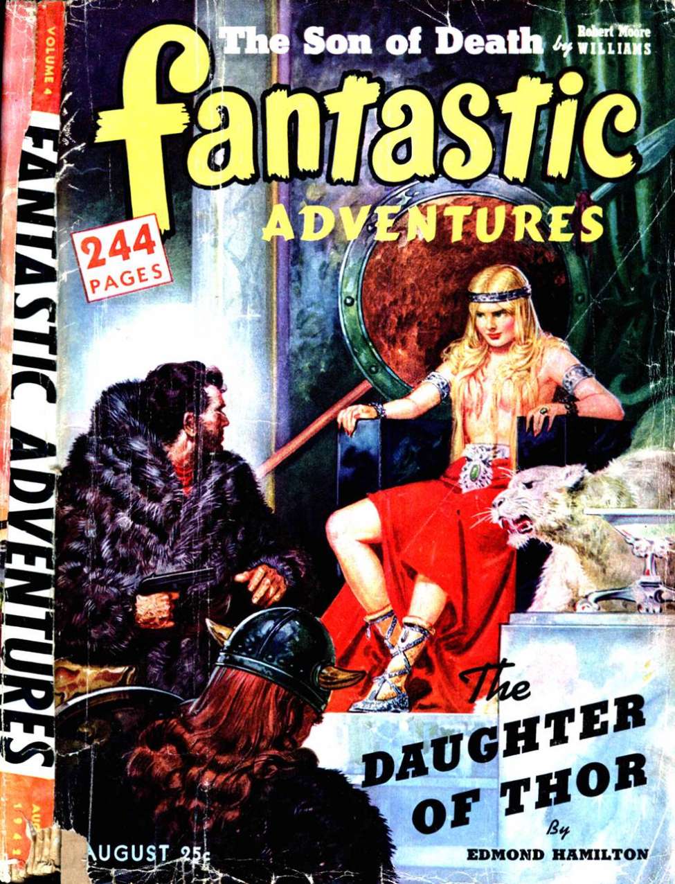 Book Cover For Fantastic Adventures v4 8 - The Daughter of Thor - Edmond Hamilton