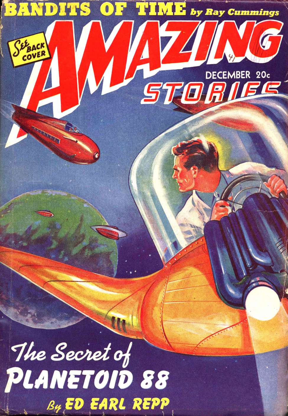 Book Cover For Amazing Stories v15 12 - The Secret of Planetoid 88 - Ed Earl Repp