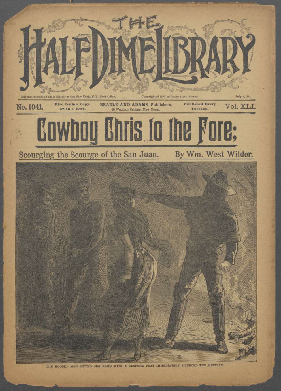 Book Cover For Beadle's Half Dime Library 1041 - Cowboy Chris to the Fore