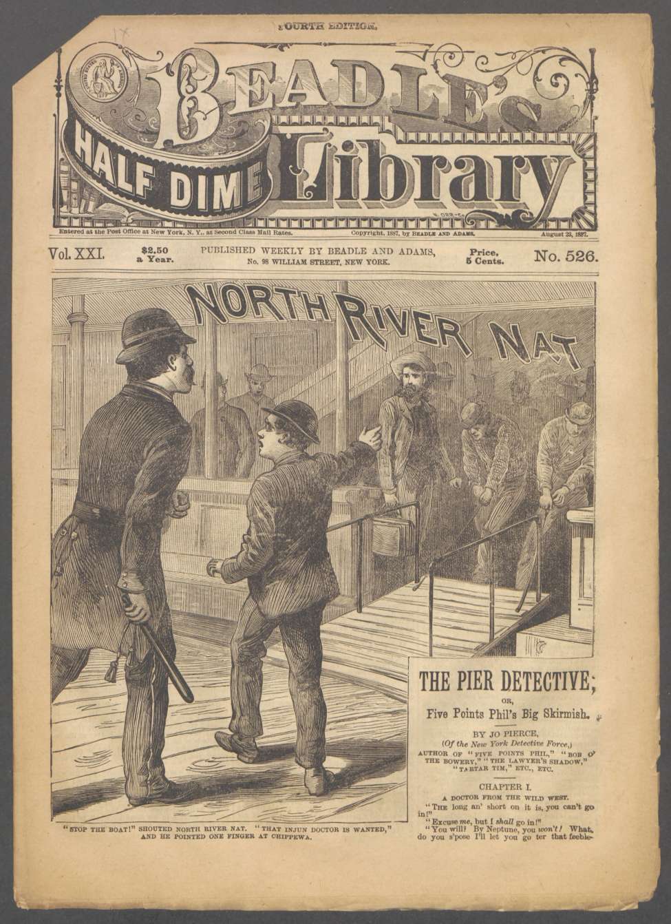 Book Cover For Beadle's Half Dime Library 526 - North River Nat, the Pier Detective