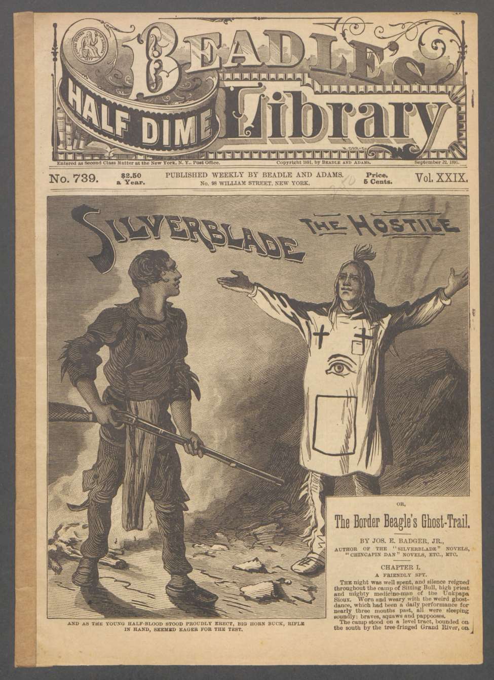 Book Cover For Beadle's Half Dime Library 739 - Silverblade, the Hostile