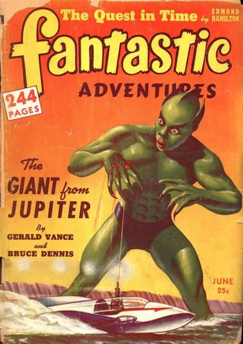 Book Cover For Fantastic Adventures v4 6 - The Giant from Jupiter - McGivern / O'Brien