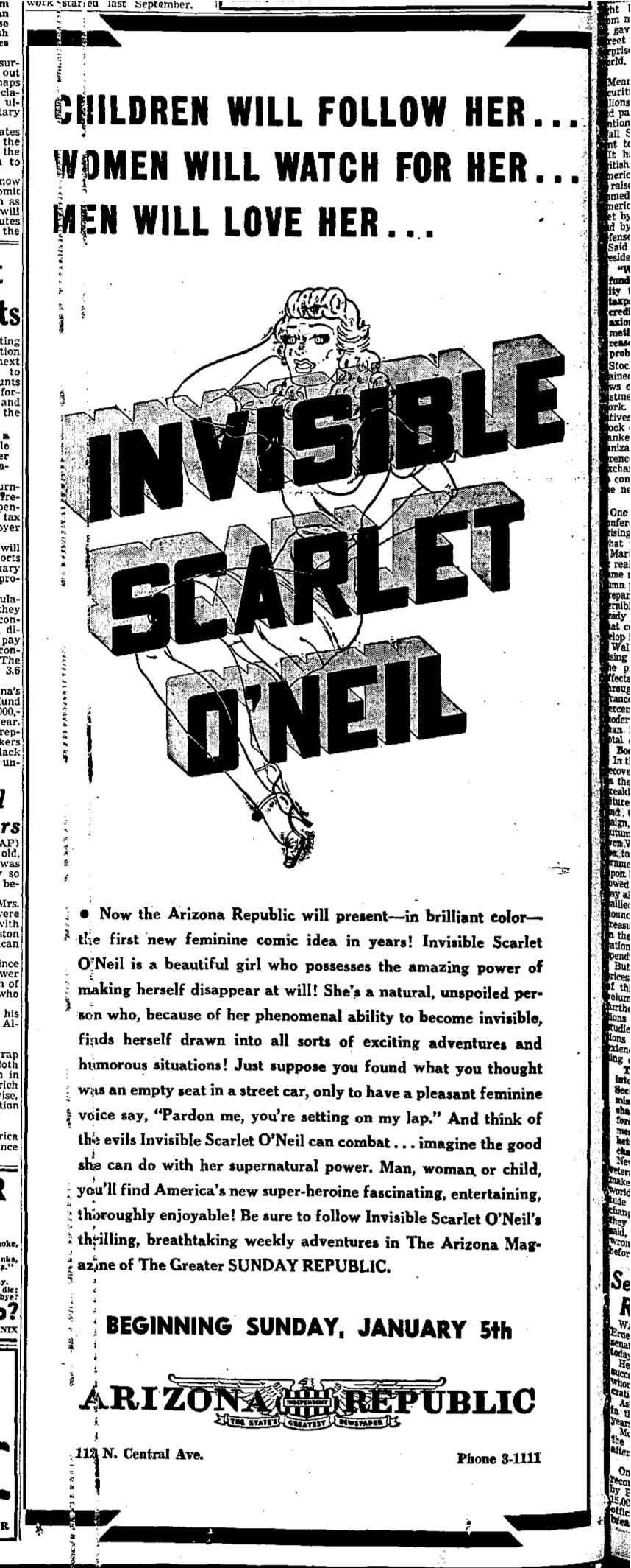 Comic Book Cover For Invisible Scarlet O'Neil 1946